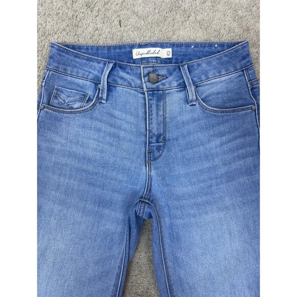 Anthropologie Unpublished Raw Edge Hem Cropped Medium Wash Jeans Size 25 - Picture 4 of 9